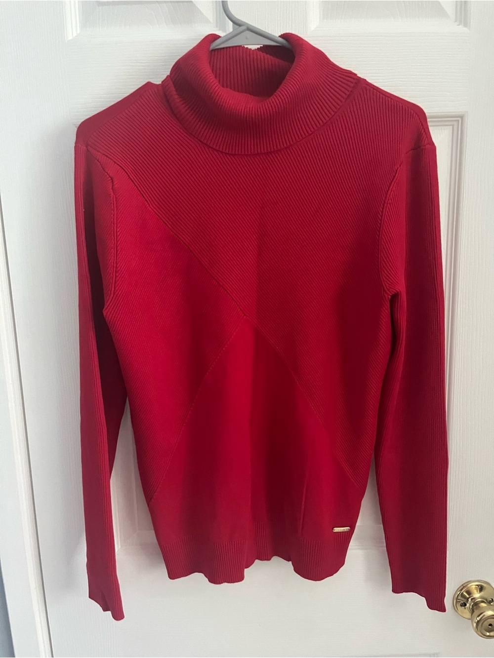 Calvin Klein Red Ribbed Turtleneck Sweater